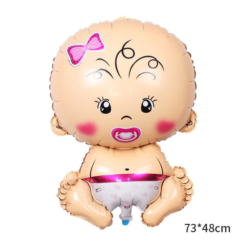 Balon din Folie Metalizata, Flippy, Figurina Fetita, Tema Botez, 73x48 cm, Ambalaj Individual, Pai Inclus, Umflare cu