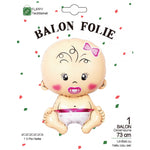 Balon din Folie Metalizata, Flippy, Figurina Fetita, Tema Botez, 73x48 cm, Ambalaj Individual, Pai Inclus, Umflare cu