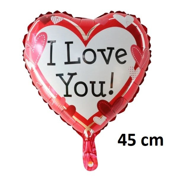 Balon din Folie Metalizata, Flippy, Figurina Inima, Model I Love You, Tema Ziua Indragostitilor, 45 cm, Ambalaj
