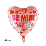 Balon din Folie Metalizata, Flippy, Figurina Inimioara, Model BE MINE, Tematica Iubire, 45 cm, Ambalaj Individual, Pai