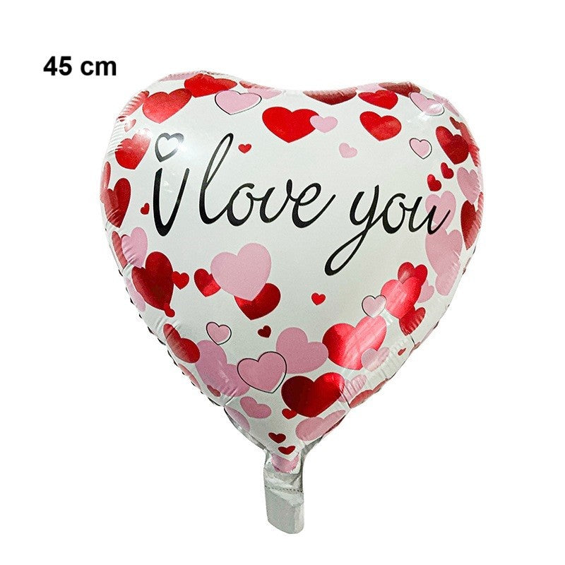 Balon din Folie Metalizata, Flippy, Figurina Inimioara, Model I LOVE YOU, Tematica Iubire, 45 cm, Ambalaj Individual,