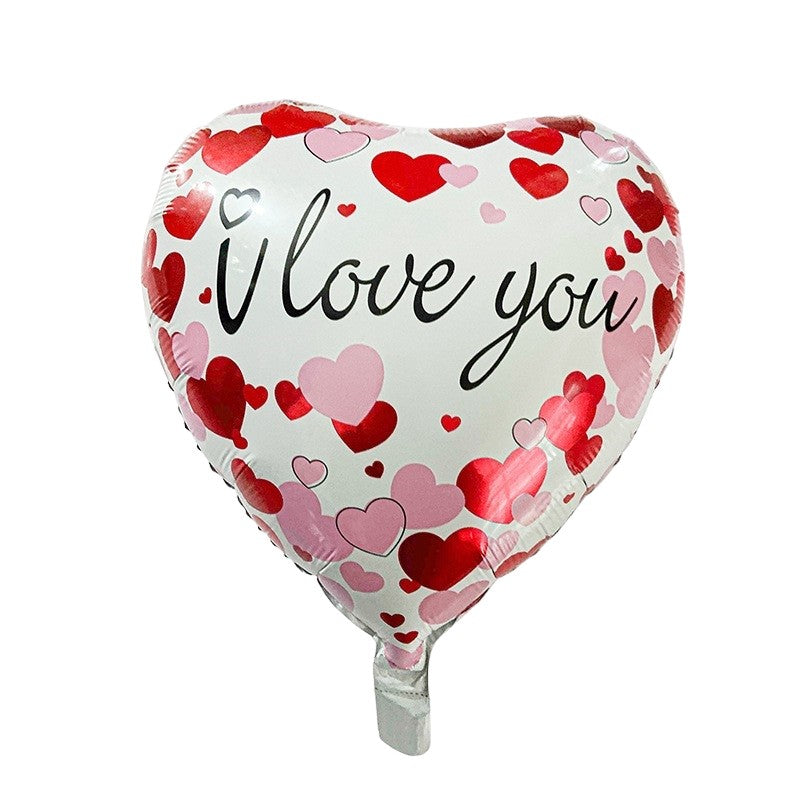 Balon din Folie Metalizata, Flippy, Figurina Inimioara, Model I LOVE YOU, Tematica Iubire, 45 cm, Ambalaj Individual,