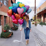 Balon din Folie Metalizata, Flippy, Figurina Inimioara, Model Simplu, Tematica Iubire, 40 cm, Ambalaj Individual, Pai
