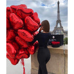 Balon din Folie Metalizata, Flippy, Figurina Inimioara, Model Simplu, Tematica Iubire, 40 cm, Ambalaj Individual, Pai