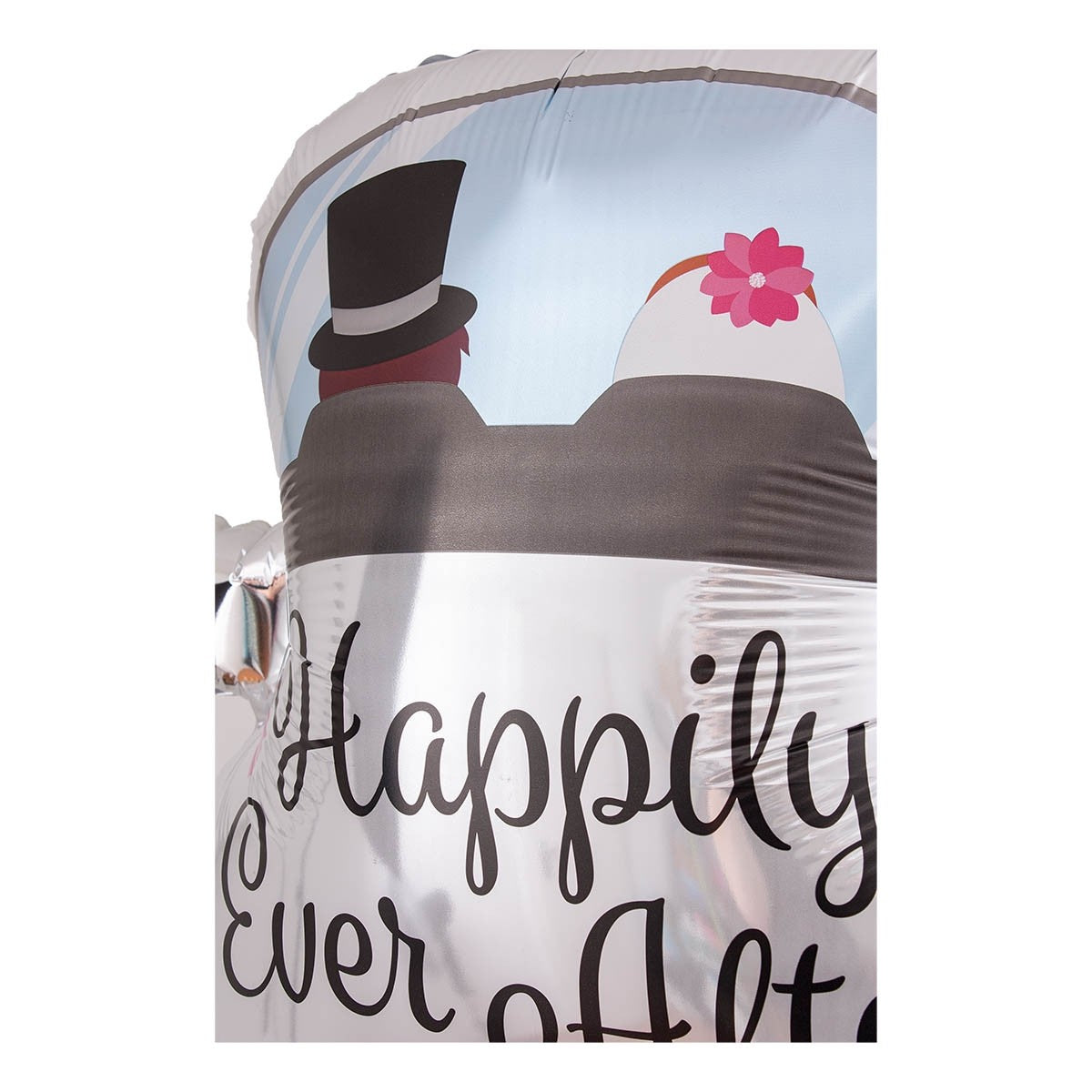 Balon din Folie Metalizata, Flippy, Figurina Masina, Model Nunta Happily Ever After, Tema Nunta, 60 x 63 cm, Ambalaj
