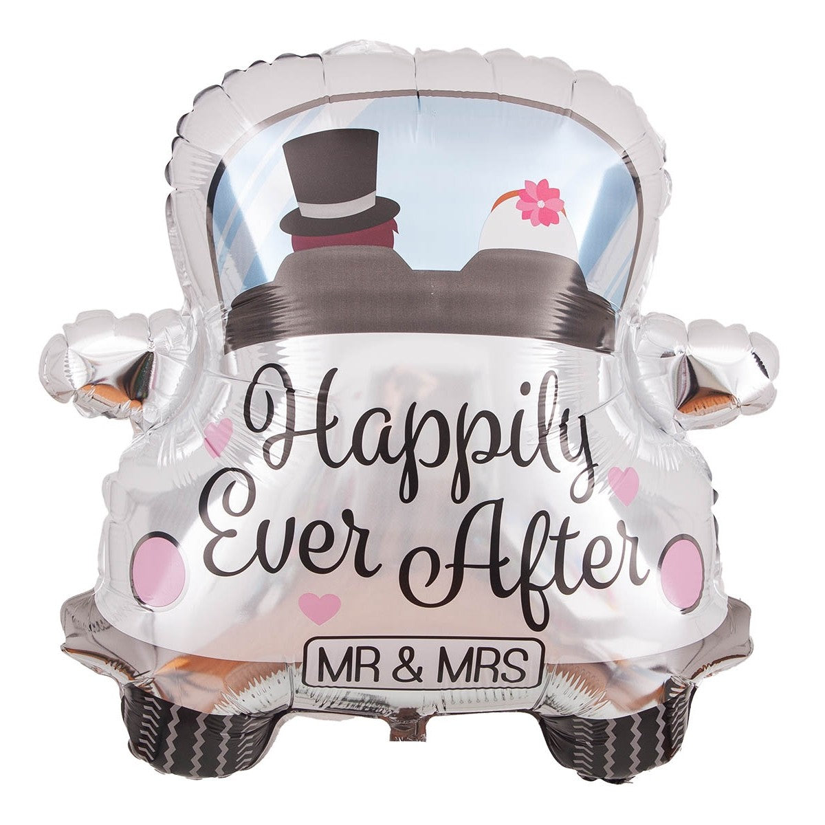 Balon din Folie Metalizata, Flippy, Figurina Masina, Model Nunta Happily Ever After, Tema Nunta, 60 x 63 cm, Ambalaj