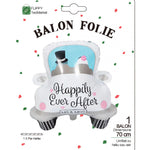 Balon din Folie Metalizata, Flippy, Figurina Masina, Model Nunta Happily Ever After, Tema Nunta, 60 x 63 cm, Ambalaj