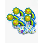Balon din Folie Metalizata, Flippy, Figurina Soare si Nor, Tema Botez, 60x53 cm, Ambalaj Individual, Pai Inclus,