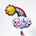 Balon din Folie Metalizata, Flippy, Figurina Soare si Nor, Tema Botez, 60x53 cm, Ambalaj Individual, Pai Inclus,