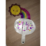 Balon din Folie Metalizata, Flippy, Figurina Soare si Nor, Tema Botez, 60x53 cm, Ambalaj Individual, Pai Inclus,