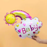 Balon din Folie Metalizata, Flippy, Figurina Soare si Nor, Tema Botez, 60x53 cm, Ambalaj Individual, Pai Inclus,