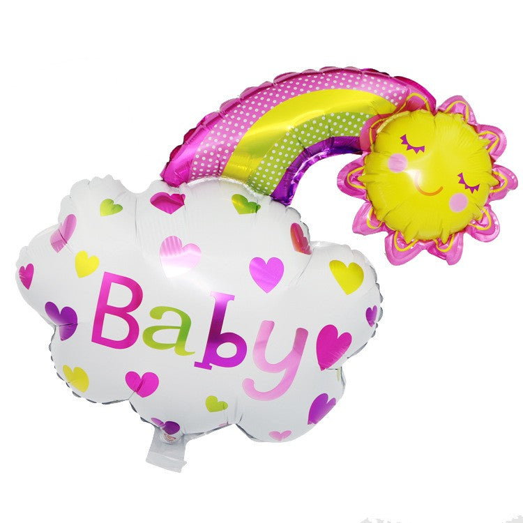 Balon din Folie Metalizata, Flippy, Figurina Soare si Nor, Tema Botez, 60x53 cm, Ambalaj Individual, Pai Inclus,