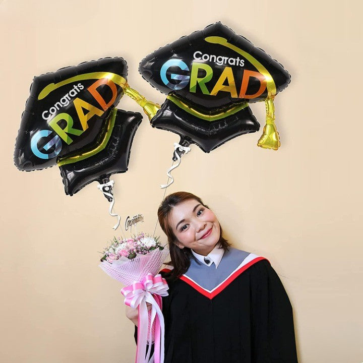 Balon din Folie Metalizata, Flippy, Figurina, Model Toca Congrats Grad, Tematica Absolvire, 66x66 cm, Ambalaj