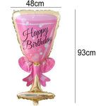 Balon din Folie Metalizata, Flippy, Figurina Pahar de Vin, Tema Aniversare, 93x48 cm, Ambalaj Individual, Pai Inclus,