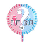 Balon din Folie Metalizata, Flippy, Figurina Rotunda, Model Girl or Boy, Tema Gender Reveal, 45 cm, Ambalaj Individual,