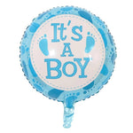 Balon din Folie Metalizata, Flippy, Figurina Rotunda, Model It's a Boy, Tema Gender Reveal, 45 cm, Ambalaj Individual,