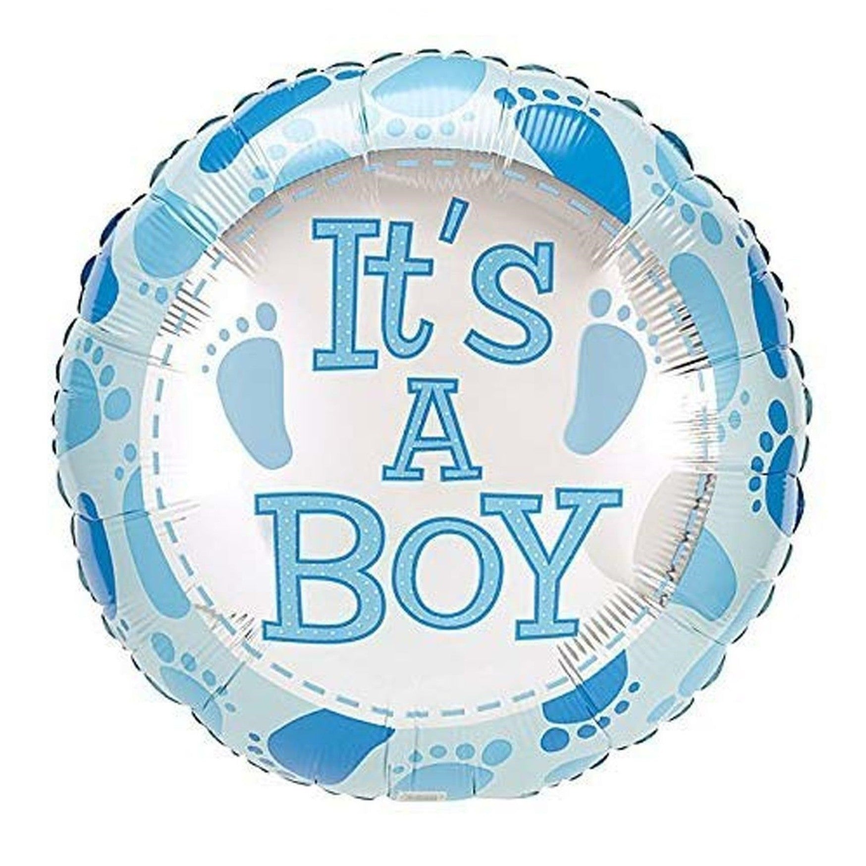 Balon din Folie Metalizata, Flippy, Figurina Rotunda, Model It's a Boy, Tema Gender Reveal, 45 cm, Ambalaj Individual,