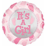Balon din Folie Metalizata, Flippy, Figurina Rotunda, Model It's a Girl, Tema Gender Reveal, 45 cm, Ambalaj Individual,