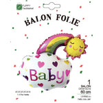 Balon din Folie Metalizata, Flippy, Figurina Soare si Nor, Tema Botez, 60x53 cm, Ambalaj Individual, Pai Inclus,