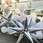 Balon din Folie Metalizata, Flippy, Figurina Stea 3D, 66 cm, Ambalaj Individual, Pai inclus, Umflare cu Aer sau Heliu,
