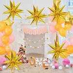 Balon din Folie Metalizata, Flippy, Figurina Stea 3D, 66 cm, Ambalaj Individual, Pai inclus, Umflare cu Aer sau Heliu,