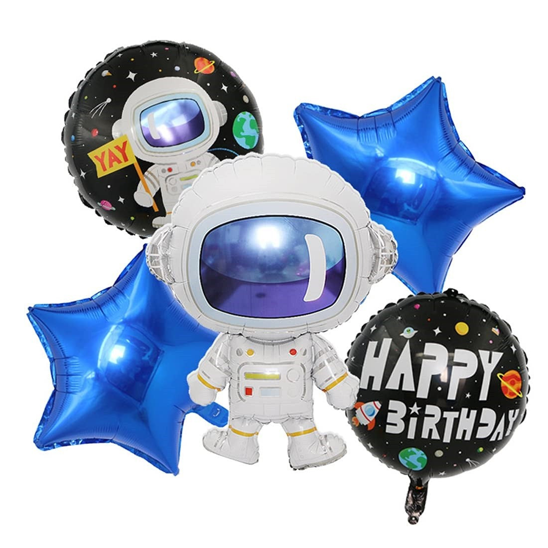 Balon din Folie Metalizata, Flippy, Figurina Stea, Model Simplu, Tematica Aniversare, 40 cm, Ambalaj Individual, Pai