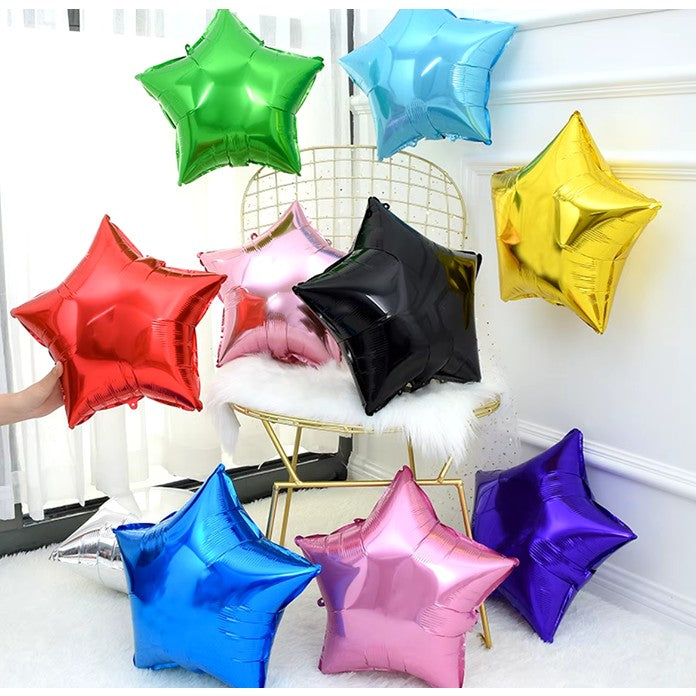 Balon din Folie Metalizata, Flippy, Figurina Stea, Model Simplu, Tematica Aniversare, 40 cm, Ambalaj Individual, Pai