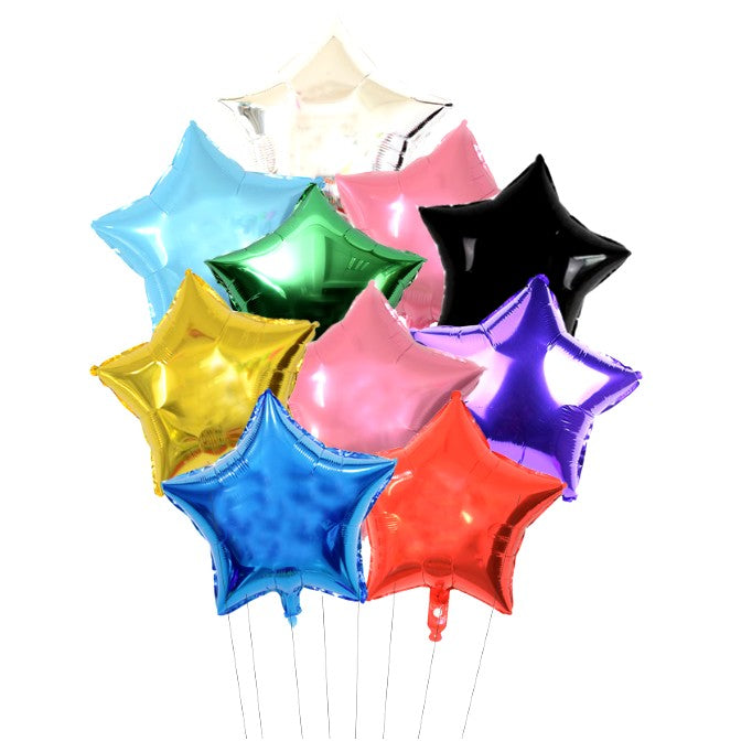 Balon din Folie Metalizata, Flippy, Figurina Stea, Model Simplu, Tematica Aniversare, 40 cm, Ambalaj Individual, Pai
