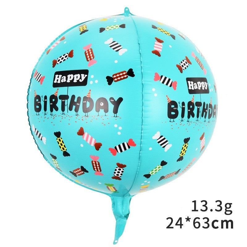 Balon din Folie Metalizata, Flippy, Figurine 4D, Model Happy Birthday, Tematica Aniversara Bombonele, 63x24 cm, Ambalaj