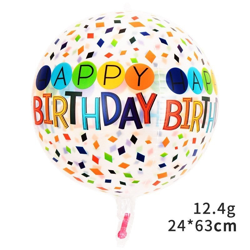 Balon din Folie Metalizata, Flippy, Figurine 4D, Model Happy Birthday, Tematica Aniversara Bombonele, 63x24 cm, Ambalaj