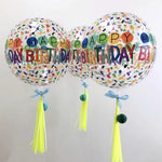 Balon din Folie Metalizata, Flippy, Figurine 4D, Model Happy Birthday, Tematica Aniversara Bombonele, 63x24 cm, Ambalaj
