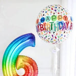 Balon din Folie Metalizata, Flippy, Figurine 4D, Model Happy Birthday, Tematica Aniversara Bombonele, 63x24 cm, Ambalaj