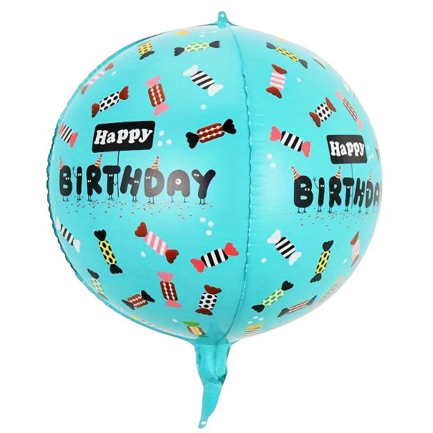 Balon din Folie Metalizata, Flippy, Figurine 4D, Model Happy Birthday, Tematica Aniversara Bombonele, 63x24 cm, Ambalaj