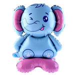 Balon din Folie Metalizata, Flippy, Figurine Animăluțe, Model Elefant, 43x58cm, Ambalaj Individual, Pai Inclus, Umflare
