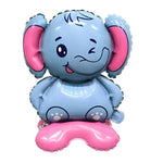 Balon din Folie Metalizata, Flippy, Figurine Animăluțe, Model Elefant, 43x58cm, Ambalaj Individual, Pai Inclus, Umflare