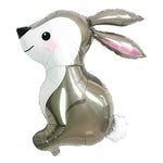 Balon din Folie Metalizata, Flippy, Ambalaj Individual, Pai Inclus, Model Iepure, Tema Animalute, 56x73 cm, Umflare cu