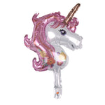 Balon din Folie Metalizata, Flippy, Figurina Unicorn, Tema Animalute, 30 cm, Ambalaj Individual, Pai Inclus, Umflare cu