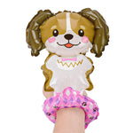 Balon din Folie Metalizata, Flippy, Figurine Animalute, Tip Bratara, Model Catel, 13 x 35 cm, Ambalaj Individual, Pai