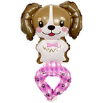 Balon din Folie Metalizata, Flippy, Figurine Animalute, Tip Bratara, Model Caine, Ambalaj Individual, Pai Inclus,