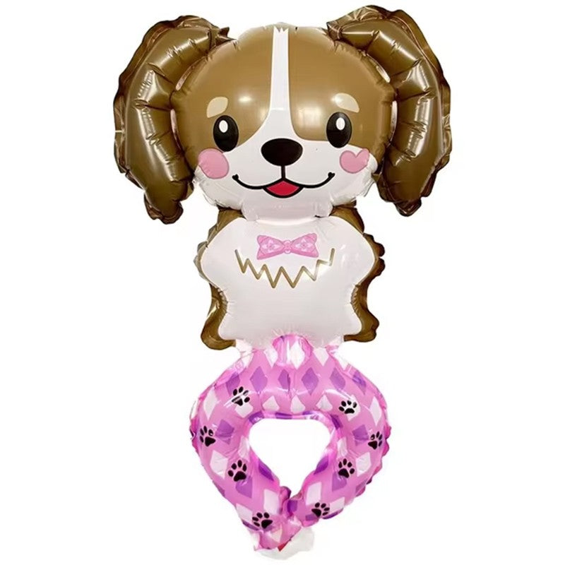 Balon din Folie Metalizata, Flippy, Figurine Animalute, Tip Bratara, Model Caine, Ambalaj Individual, Pai Inclus,