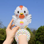 Balon din Folie Metalizata, Flippy, Figurine Animalute, Tip Bratara, Model Gaina, Ambalaj Individual, Pai Inclus,