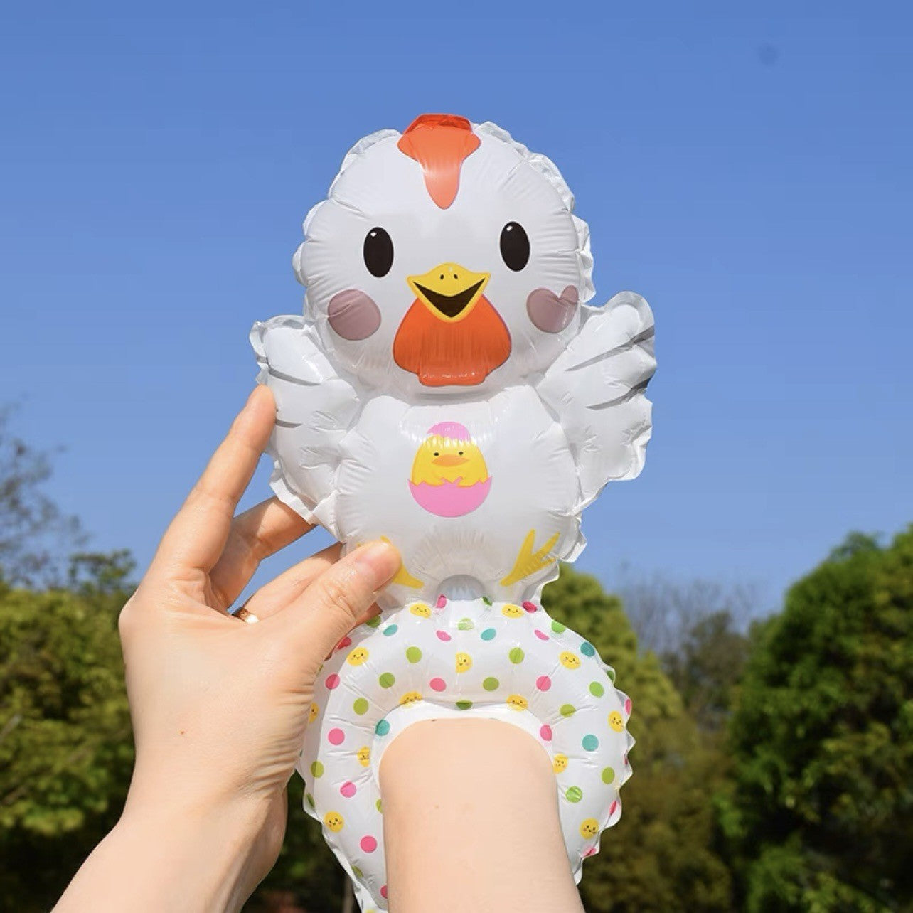 Balon din Folie Metalizata, Flippy, Figurine Animalute, Tip Bratara, Model Gaina, Ambalaj Individual, Pai Inclus,