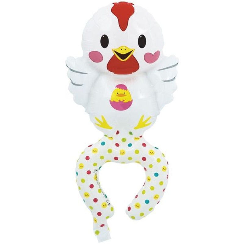 Balon din Folie Metalizata, Flippy, Figurine Animalute, Tip Bratara, Model Gaina, Ambalaj Individual, Pai Inclus,