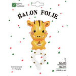 Balon din Folie Metalizata, Flippy, Figurine Animalute, Tip Bratara, Model Girafa, 13 x 35 cm, Ambalaj Individual, Pai