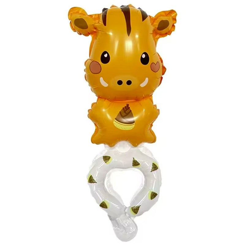 Balon din Folie Metalizata, Flippy, Figurine Animalute, Tip Bratara, Model Mistret, Ambalaj Individual, Pai Inclus,