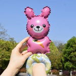 Balon din Folie Metalizata, Flippy, Figurine Animalute, Tip Bratara, Model Iepuras, Ambalaj Individual, Pai Inclus,