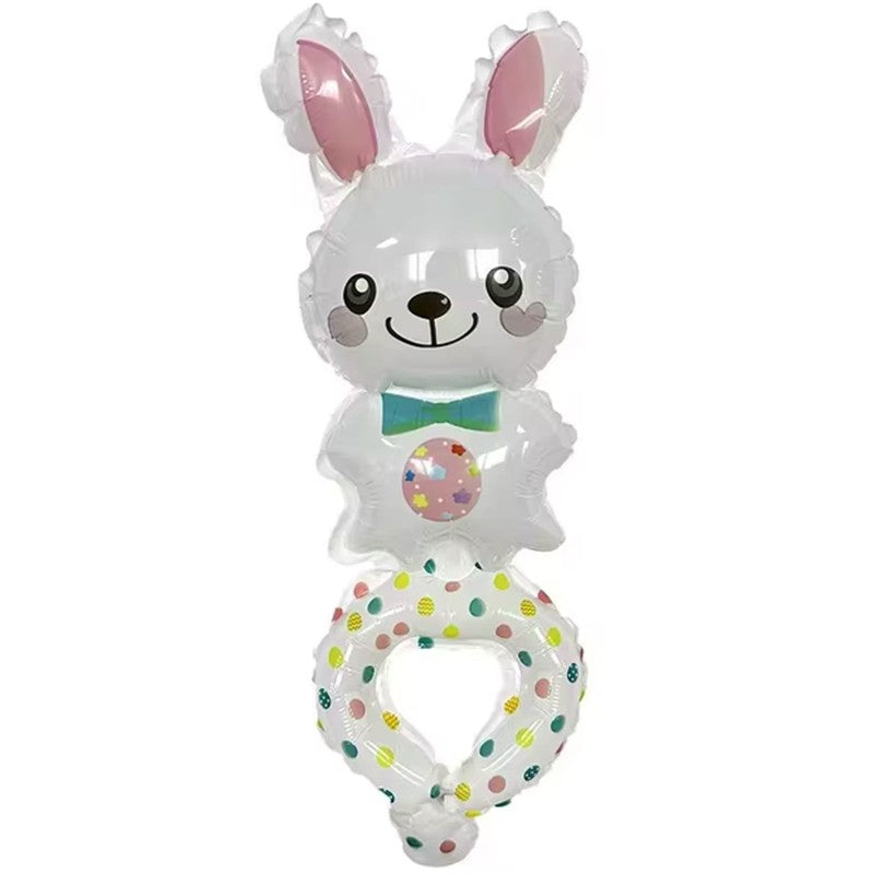 Balon din Folie Metalizata, Flippy, Figurine Animalute, Tip Bratara, Model Iepuras, Ambalaj Individual, Pai Inclus,