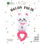 Balon din Folie Metalizata, Flippy, Figurine Animalute, Tip Bratara, Model Pisica, 13 x 35 cm, Ambalaj Individual, Pai