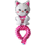 Balon din Folie Metalizata, Flippy, Figurine Animalute, Tip Bratara, Model Pisica, Ambalaj Individual, Pai Inclus,