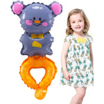 Balon din Folie Metalizata, Flippy, Figurine Animalute, Tip Bratara, Model Soricel, Ambalaj Individual, Pai Inclus,